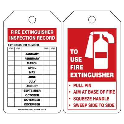 Fire Extinguisher Tag Vinyl Waterproof Double Side Printing Plastic Tag for for Indoor Outdoor Inspection Tag