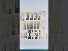 Kit de plantillas de artículos, Altura del carácter 1.5 pulg, Material Latón, Grosor 0.007 pulg, Altura total 1.5 pulg