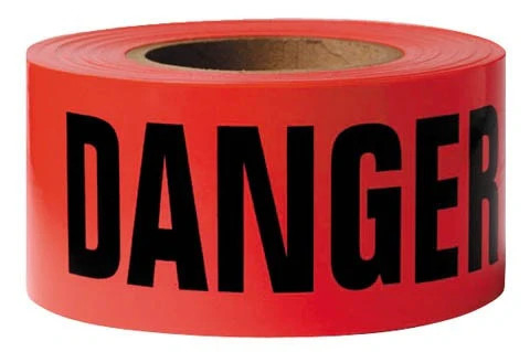 Cintas de peligro no adhesivas PE impermeables de un solo lado Rollo de advertencia roja