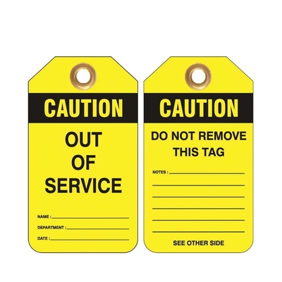 Etiqueta de advertencia Vinyl Amarillo y Negro Rollo de etiqueta de doble lado Logotipo impreso para advertencia Signo de bloqueo