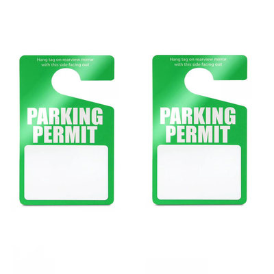 Permiso de estacionamiento verde PVC etiqueta colgante impermeable etiqueta duradera para automóvil