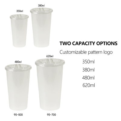 Vaso de té con leche doble dividido personalizado para llevar, vaso de plástico con tapa