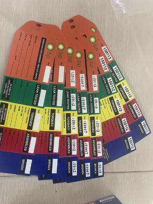 Custom Flange Tag with 70*260MM Size 7MM Mounting Hole and 3 Stage Design for Safety Lockout