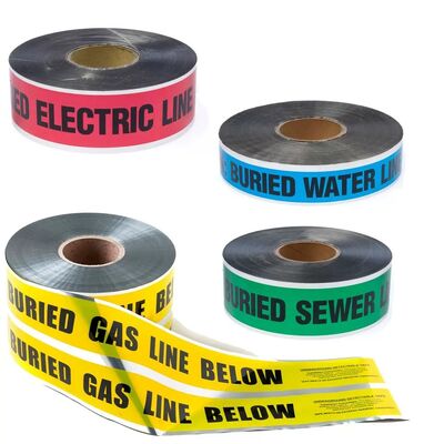 Cinta de advertencia de aluminio recubierta de PE detectable subterránea con logotipo impreso personalizado