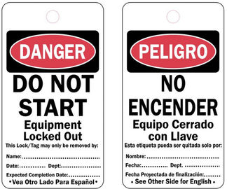 Plástico de la etiqueta de la seguridad en el trabajo para el uso en fábricas y almacenes
